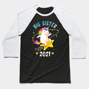 Big Sister 2021 Unicorn Sibling Girls Baseball T-Shirt